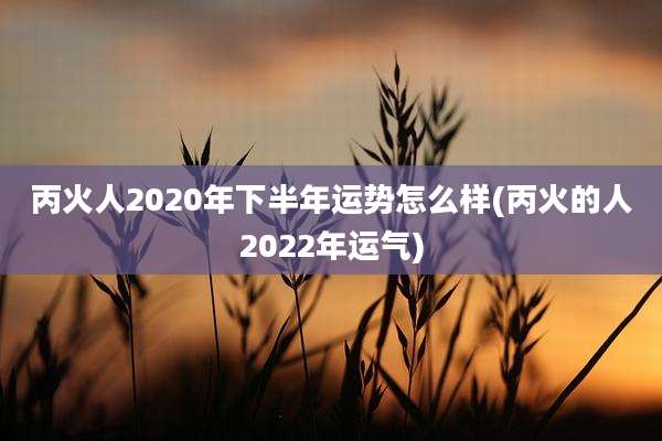 丙火人2020年下半年运势怎么样(丙火的人2022年运气)