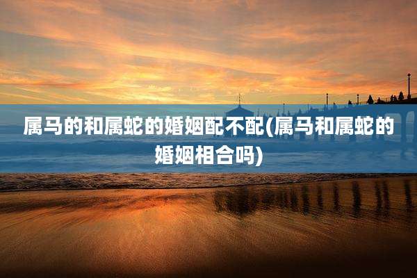 属马的和属蛇的婚姻配不配(属马和属蛇的婚姻相合吗)