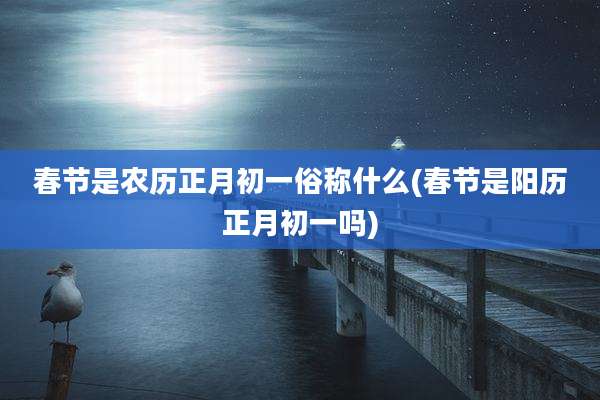 春节是农历正月初一俗称什么(春节是阳历正月初一吗)