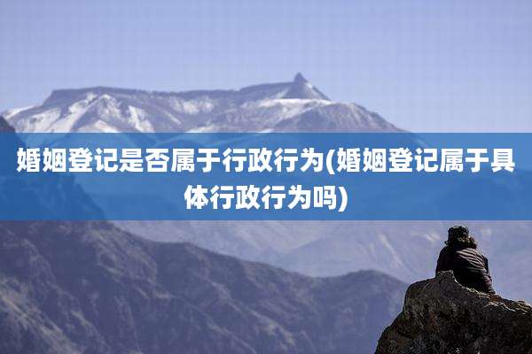 婚姻登记是否属于行政行为(婚姻登记属于具体行政行为吗)