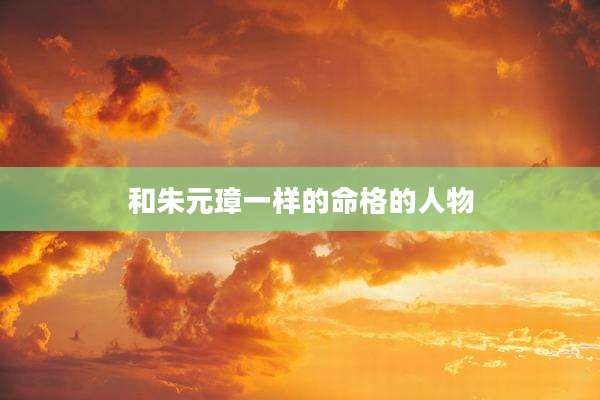 和朱元璋一样的命格的人物