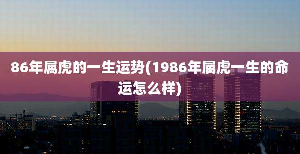 86年属虎的一生运势(1986年属虎一生的命运怎么样)