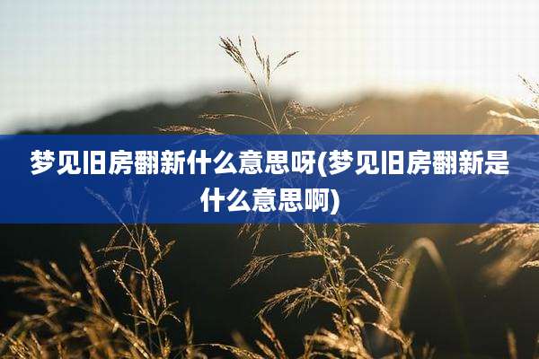 梦见旧房翻新什么意思呀(梦见旧房翻新是什么意思啊)