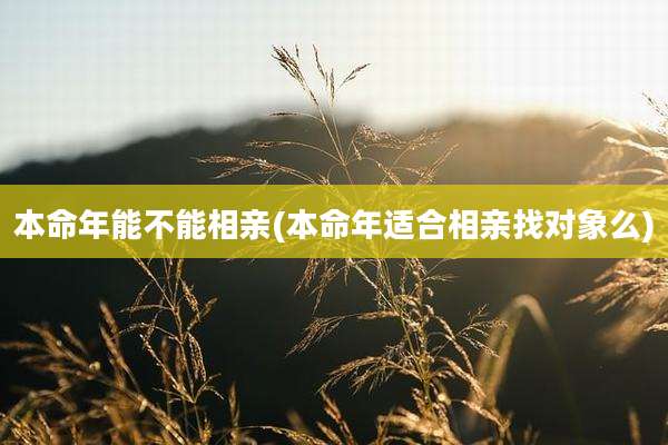 本命年能不能相亲(本命年适合相亲找对象么)