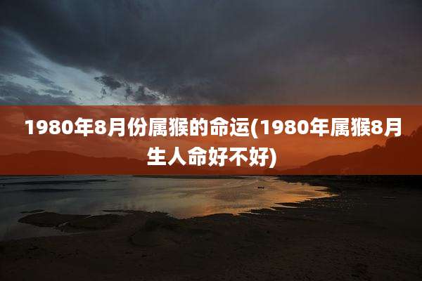 1980年8月份属猴的命运(1980年属猴8月生人命好不好)