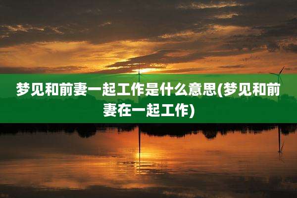 梦见和前妻一起工作是什么意思(梦见和前妻在一起工作)