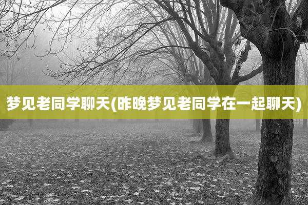 梦见老同学聊天(昨晚梦见老同学在一起聊天)