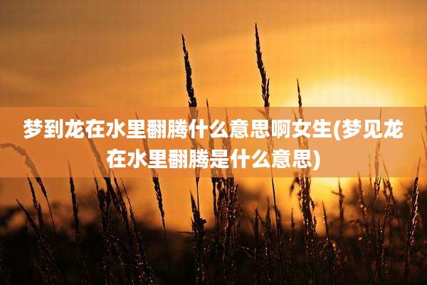 梦到龙在水里翻腾什么意思啊女生(梦见龙在水里翻腾是什么意思)