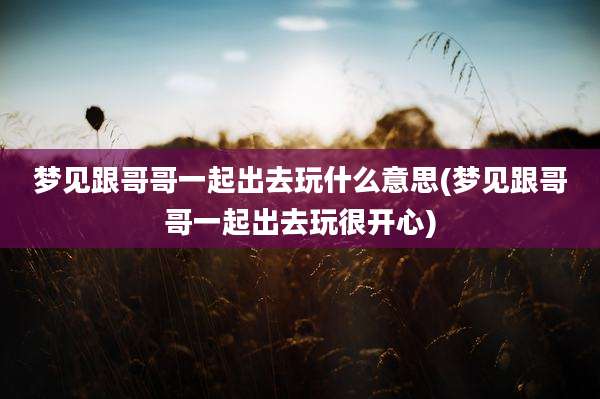 梦见跟哥哥一起出去玩什么意思(梦见跟哥哥一起出去玩很开心)