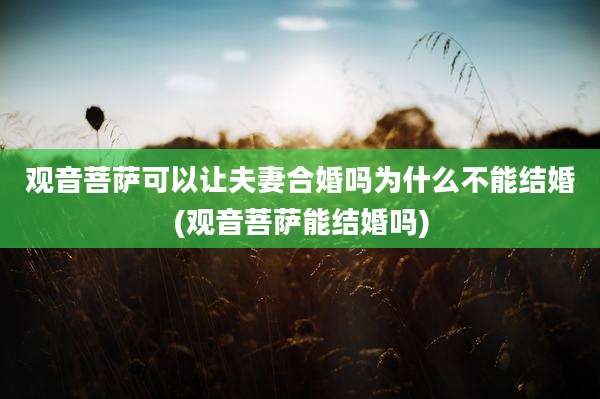 观音菩萨可以让夫妻合婚吗为什么不能结婚(观音菩萨能结婚吗)