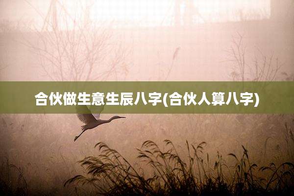 合伙做生意生辰八字(合伙人算八字)