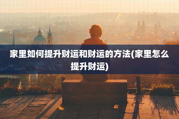 家里如何提升财运和财运的方法(家里怎么提升财运)