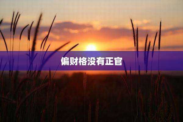 偏财格没有正官