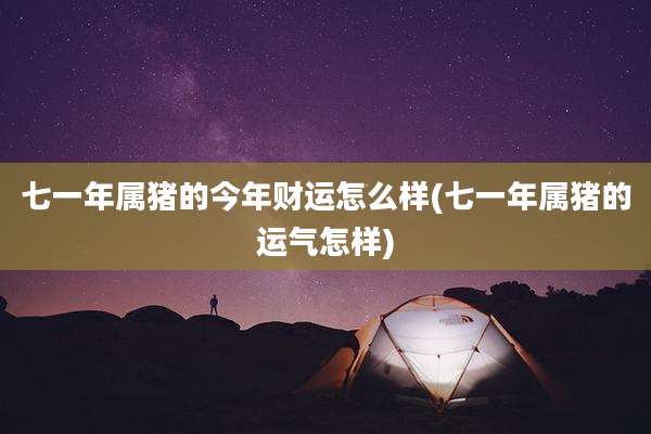 七一年属猪的今年财运怎么样(七一年属猪的运气怎样)