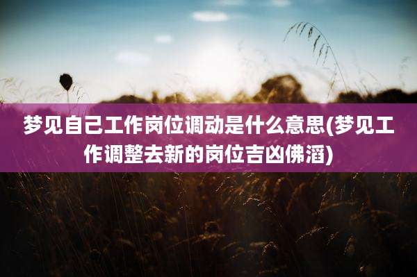 梦见自己工作岗位调动是什么意思(梦见工作调整去新的岗位吉凶佛滔)