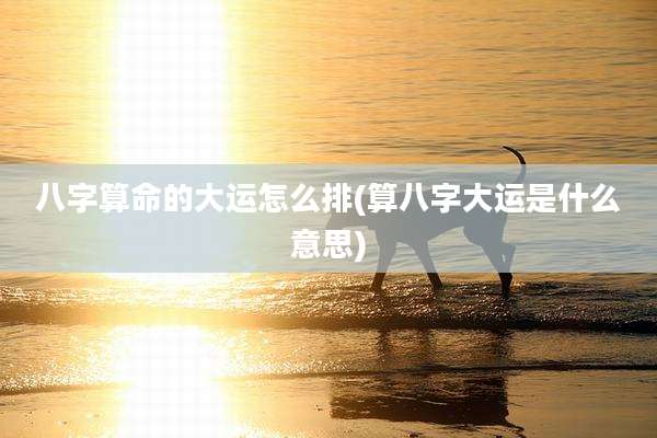 八字算命的大运怎么排(算八字大运是什么意思)