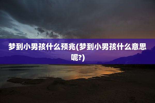梦到小男孩什么预兆(梦到小男孩什么意思呢?)