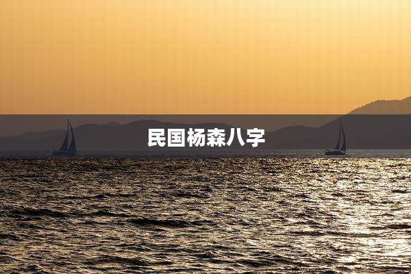 民国杨森八字