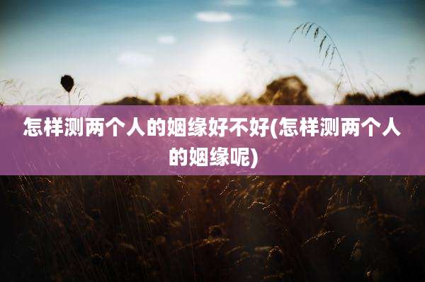 怎样测两个人的姻缘好不好(怎样测两个人的姻缘呢)
