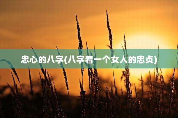 忠心的八字(八字看一个女人的忠贞)