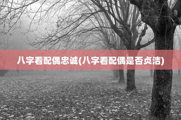 八字看配偶忠诚(八字看配偶是否贞洁)