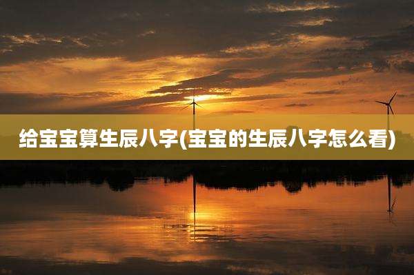 给宝宝算生辰八字(宝宝的生辰八字怎么看)