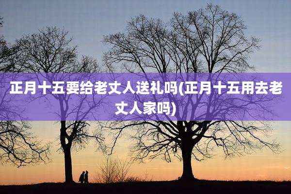 正月十五要给老丈人送礼吗(正月十五用去老丈人家吗)