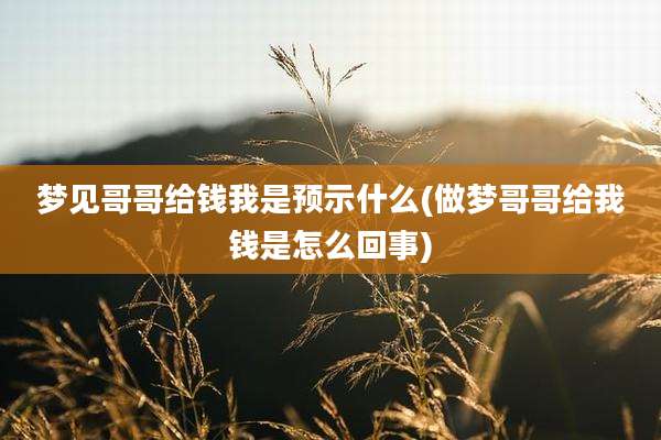 梦见哥哥给钱我是预示什么(做梦哥哥给我钱是怎么回事)