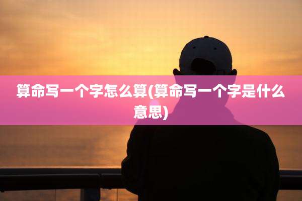 算命写一个字怎么算(算命写一个字是什么意思)