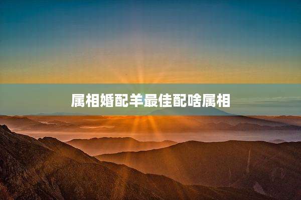 属相婚配羊最佳配啥属相