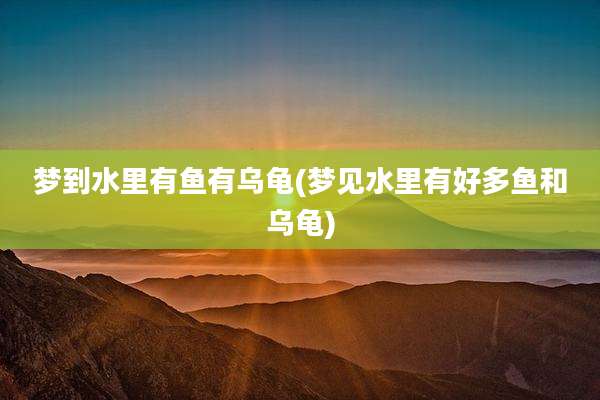 梦到水里有鱼有乌龟(梦见水里有好多鱼和乌龟)