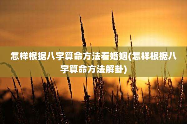 怎样根据八字算命方法看婚姻(怎样根据八字算命方法解卦)