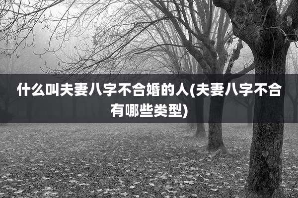什么叫夫妻八字不合婚的人(夫妻八字不合有哪些类型)