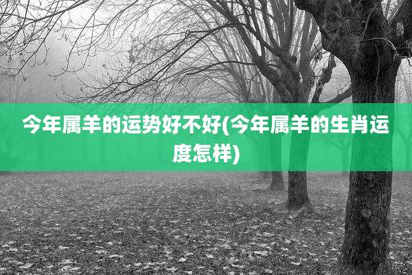 今年属羊的运势好不好(今年属羊的生肖运度怎样)