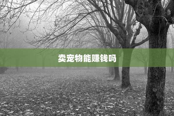 卖宠物能赚钱吗