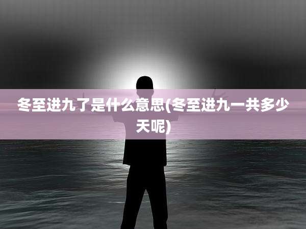 冬至进九了是什么意思(冬至进九一共多少天呢)