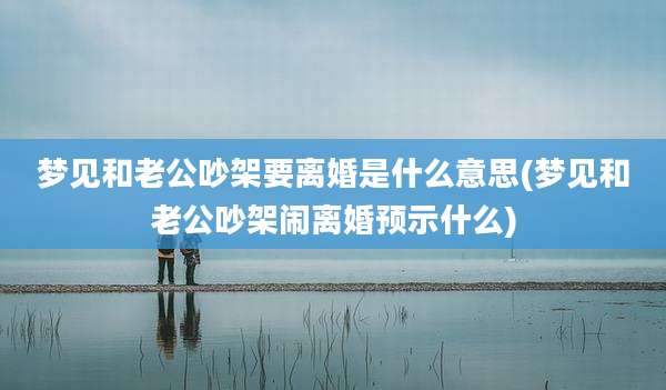 梦见和老公吵架要离婚是什么意思(梦见和老公吵架闹离婚预示什么)