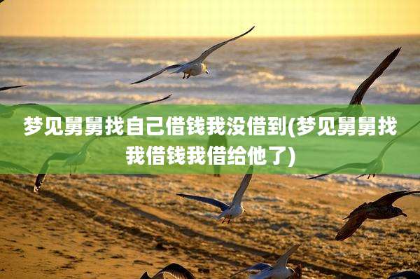 梦见舅舅找自己借钱我没借到(梦见舅舅找我借钱我借给他了)