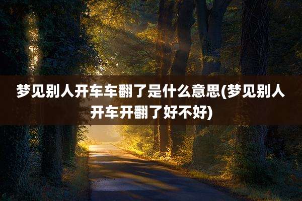 梦见别人开车车翻了是什么意思(梦见别人开车开翻了好不好)
