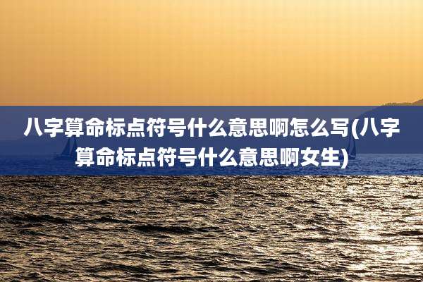 八字算命标点符号什么意思啊怎么写(八字算命标点符号什么意思啊女生)