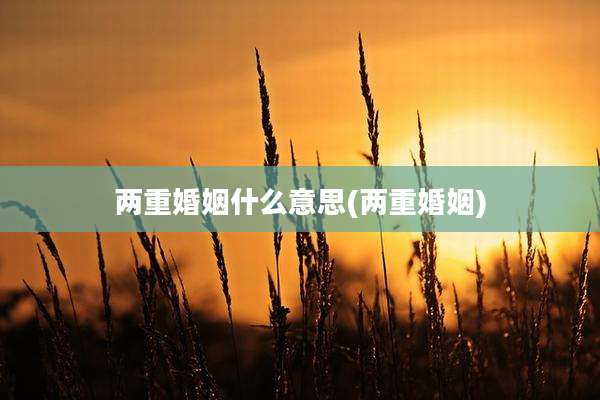 两重婚姻什么意思(两重婚姻)