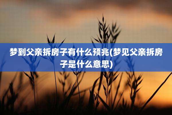 梦到父亲拆房子有什么预兆(梦见父亲拆房子是什么意思)
