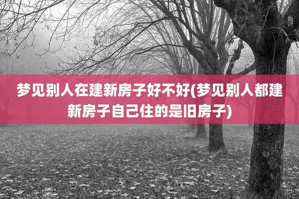 梦见别人在建新房子好不好(梦见别人都建新房子自己住的是旧房子)