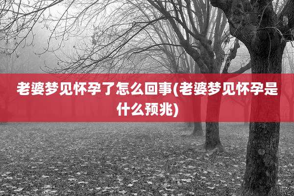 老婆梦见怀孕了怎么回事(老婆梦见怀孕是什么预兆)