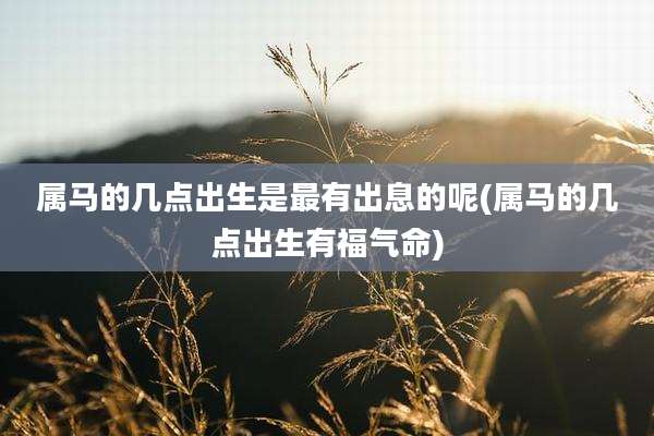 属马的几点出生是最有出息的呢(属马的几点出生有福气命)