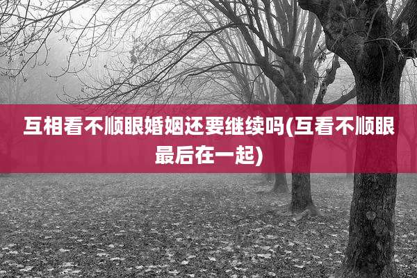 互相看不顺眼婚姻还要继续吗(互看不顺眼最后在一起)