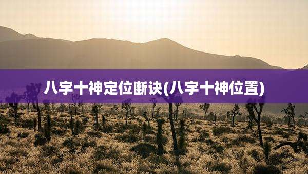 八字十神定位断诀(八字十神位置)