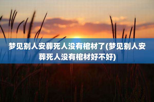 梦见别人安葬死人没有棺材了(梦见别人安葬死人没有棺材好不好)