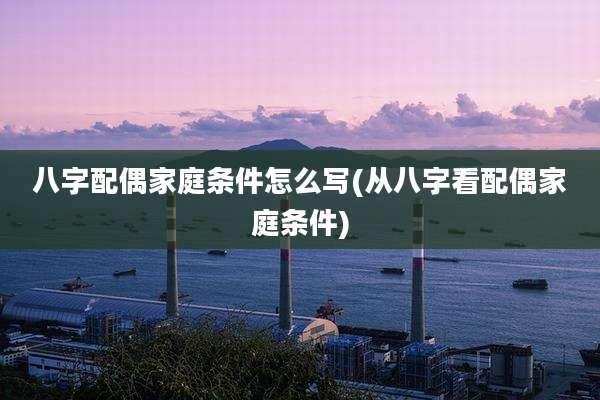 八字配偶家庭条件怎么写(从八字看配偶家庭条件)