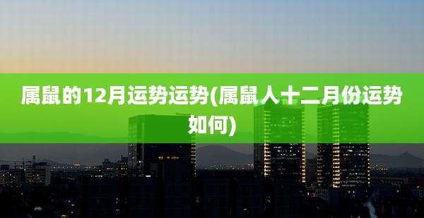 属鼠的12月运势运势(属鼠人十二月份运势如何)